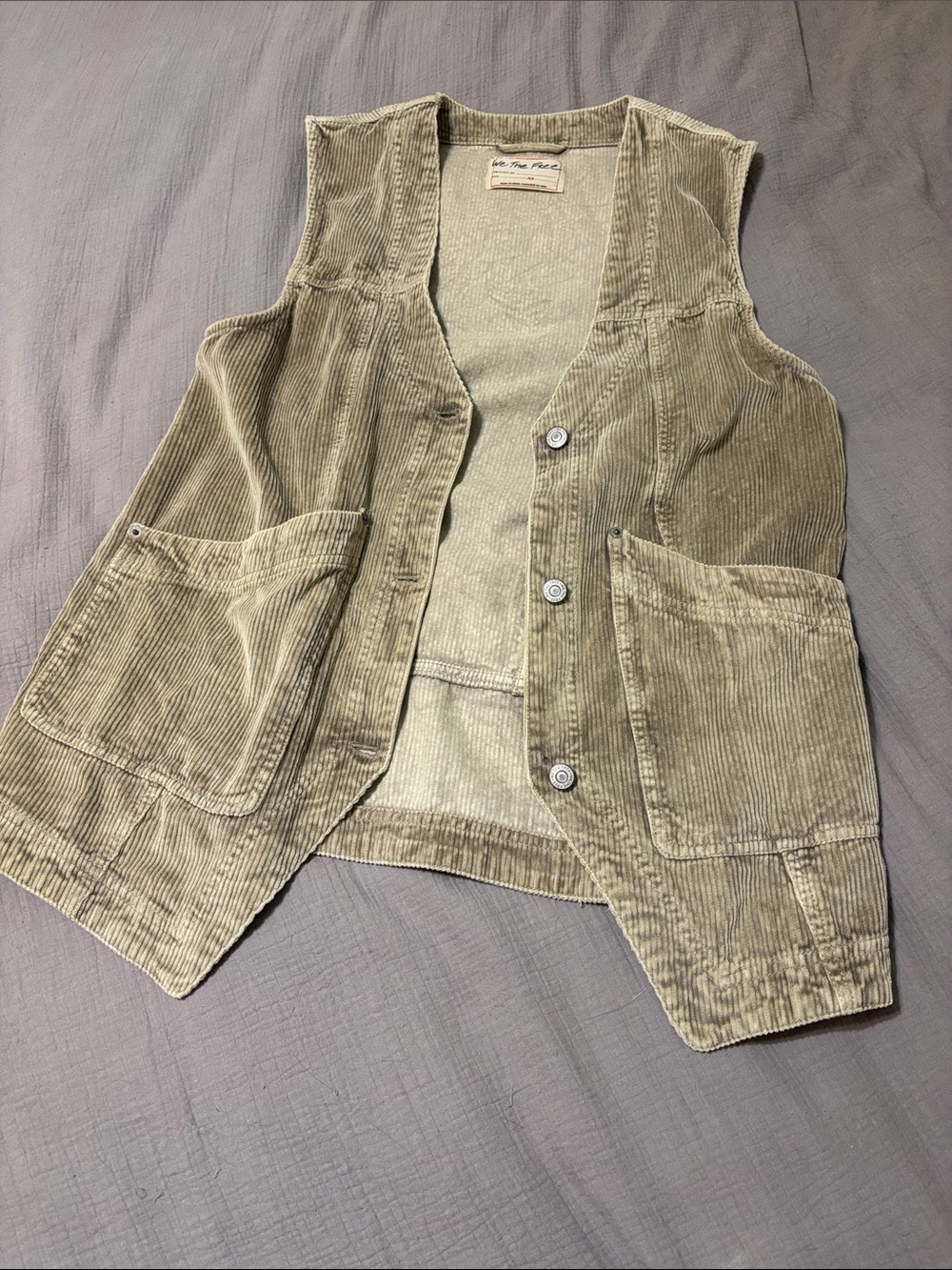 We the free sage colored corduroy vest